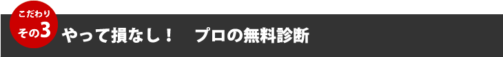 こだわりその３、やって損なし！プロの無料診断